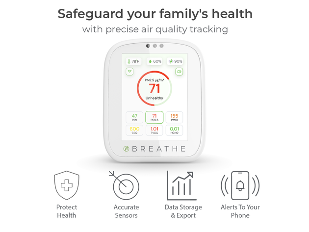 BREATHE Airmonitor Plus Smart Air Quality Monitor