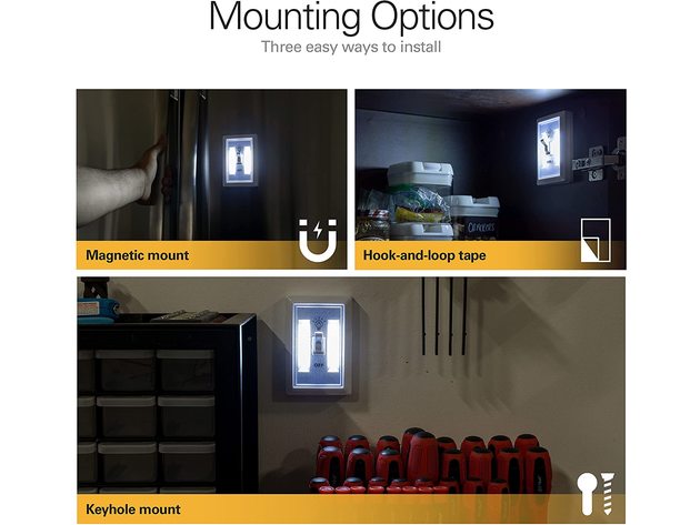 4 Pack Wireless LED Light Switch Battery Operated - Batteries Included