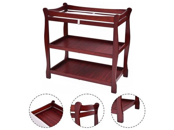 Costway Cherry Sleigh Style Baby Infant Newborn Changing Table Nursery Diaper Station Cherry Stacksocial