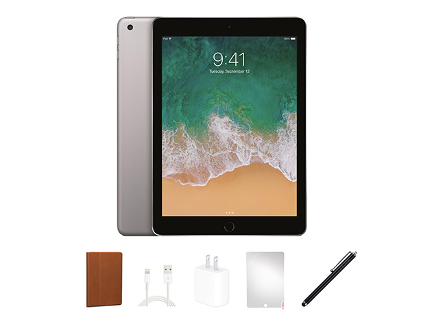 Apple iPad 6th Gen 9.7” (2018) 32GB - Space Gray (Refurbished: Wi-Fi Only) + Accessories Bundle