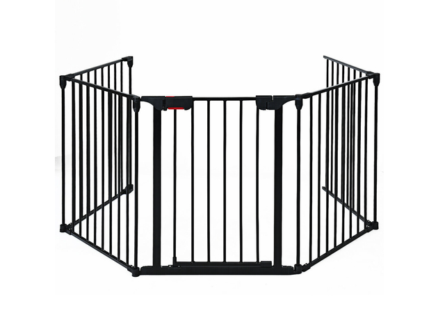 Costway Fireplace Fence Baby Safety Fence Hearth Gate BBQ Metal Fire Gate Pet Black 