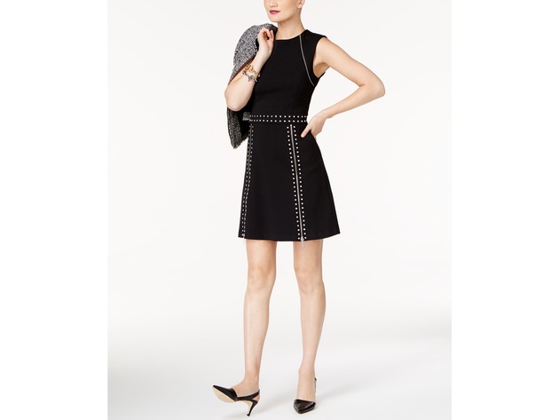 Michael Kors Women's Studded Zippered Dress Black Size Extra Small |  StackSocial
