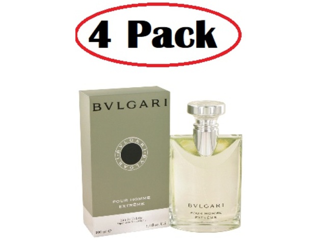 4 Pack of BVLGARI EXTREME by Bvlgari Eau De Toilette Spray 3.4 oz