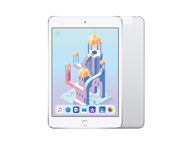 Apple iPad mini 4, 128GB - Silver (Refurbished: WiFi + 4G Unlocked) & Accessories Bundle