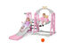 Costway 4-in-1 Toddler Climber and Swing Set w/ Basketball Hoop & Ball Pink\Green - Pink