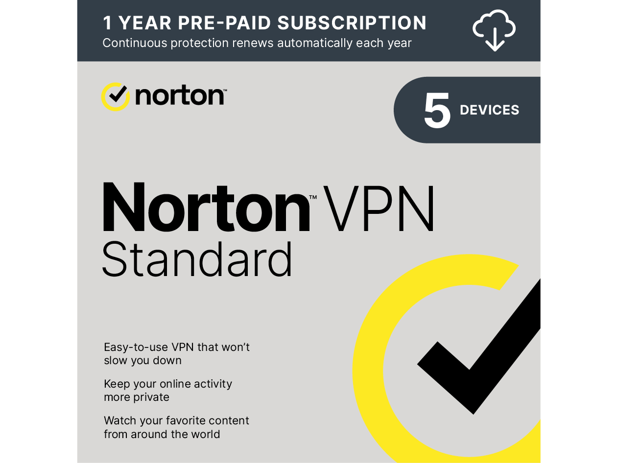 Norton Secure VPN: 1-Year Subscription [5 Devices] 