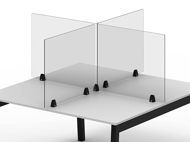 Offex Acrylic Sneeze Guard Desk Divider Tabletop & Cubicle Mount (30"x24", Clamp-On/Clear)