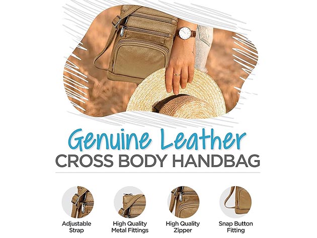 Krediz Leather Crossbody Bag for Women (X-Large/Khaki)