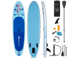 Goplus 10' Inflatable Stand Up Paddle Board SUP W/Adjustable Paddle Pump Leash - Blue white and red