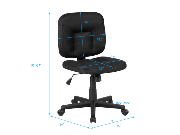Costway Mesh Computer Chair Low Back Adjustable Task Chair Armless Home Office Furniture - Black
