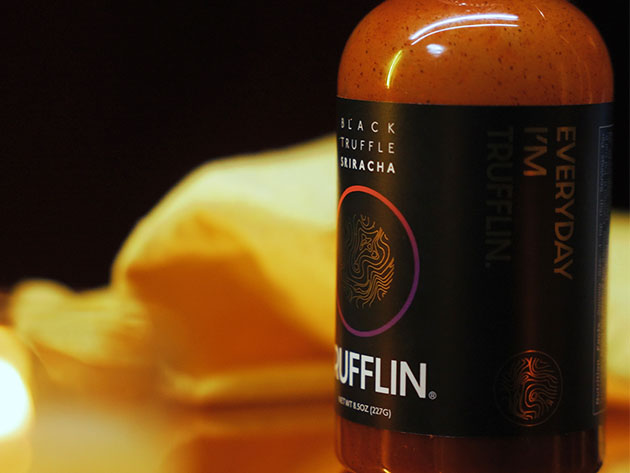 Trufflin Black Truffle Infused Sriracha Hot Sauce with Real Black Truffles in Limited Edition Gift Box 