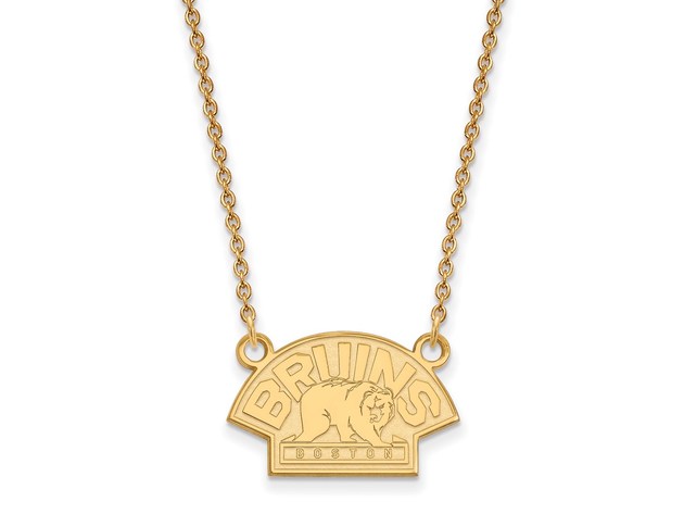 14k Yellow Gold NHL Boston Bruins SM Necklace, 18 Inch