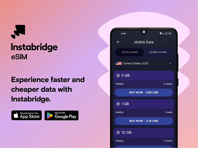 Instabridge eSIM: 3-Yr Mobile Data Plan 