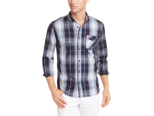 Levi's Men's Osaka Woven Plaid Shirt Blue Size 2 Extra Large