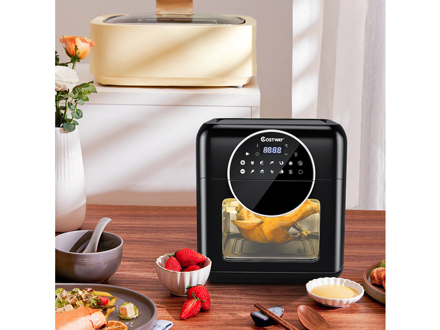 Costway 8-in-1 Air Fryer 10.6QT Digital Toaster Oven Rotisserie w/ Accessories - Black