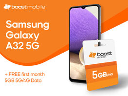 Boost Mobile Samsung Galaxy A32 5G + FREE 1-Month Unlimited Talk, Text, & 5GB 5G/4G Data