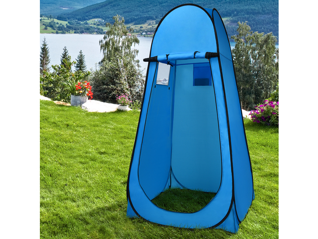 Costway Portable Pop up Camping Fishing Bathing Shower Toilet Changing Tent Room - Blue