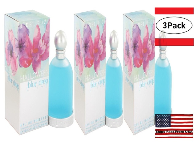 3 Pack Halloween Blue Drop by Jesus Del Pozo Eau De Toilette Spray 3.4 oz for Women