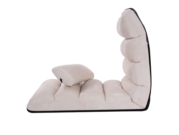 Costway Folding Lazy Sofa Chair Stylish Sofa Couch Beds Lounge Chair W/Pillow Beige