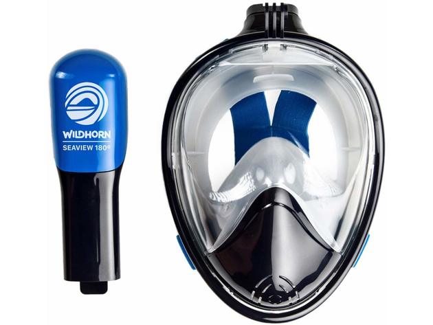 WildHorn Seaview 180° Compatible Snorkel Mask FullFace X-Large - Navy Blue/Gray