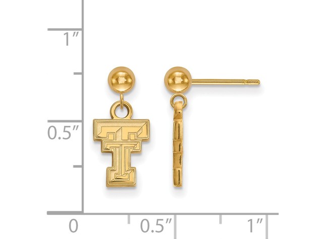 NCAA 14k Gold Plated Silver Texas Tech University Ball Dangle Earrings