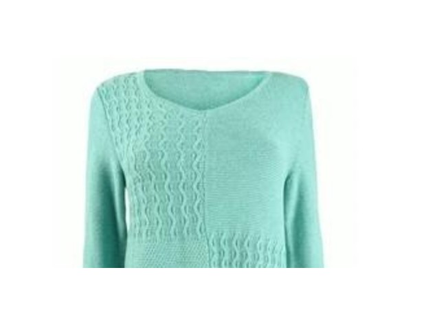 Karen Scott Women's Cotton Mixed-Stitch Sweater Blue Size Large