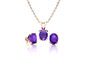1 1/3 Carat Oval Shape Amethyst Necklace and Earring Set In 14K Rose Gold Over S