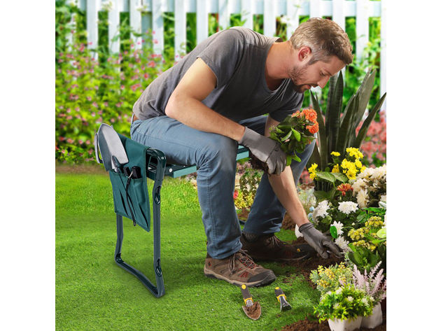 Costway Folding Sturdy Garden Kneeler Gardener Kneeling Pad & Cushion Seat Knee Pad Seat - Green