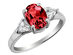 Created Ruby and White Topaz Ring in Sterling Silver - 9