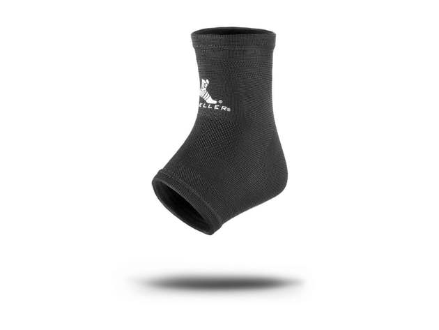 Mueller Sport Care Reinforced Trimmed Edge Elastic Ankle Support Sleeve for Left/Right Foot, Small: Men 7-9, Women 8-10, Black