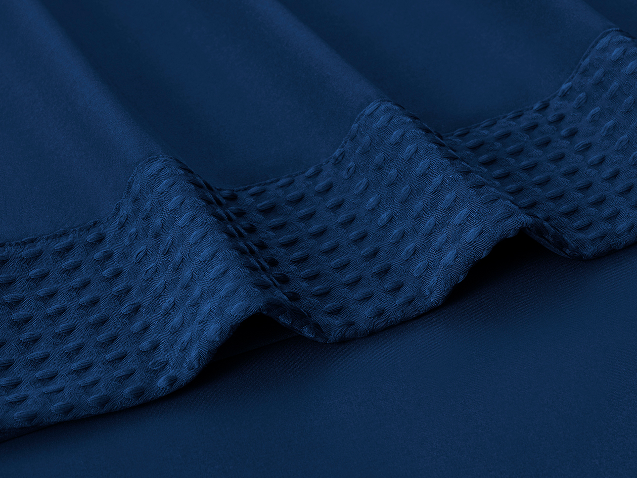 4-Piece Bamboo Blend Waffle Hem Sheet Set (Navy/Queen) 