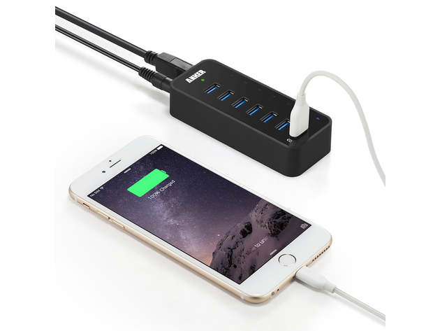 USB 3.0 7-Port Hub with 2 BC 1.2 Charging Ports and 36W Power