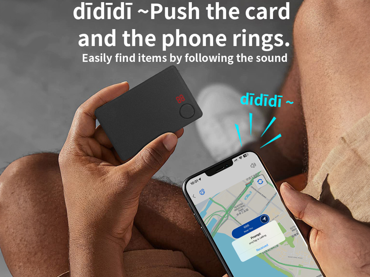 Slim GPS Tracker Card for Android & Apple Find My (2-Pack)