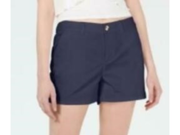 Maison Jules Women's Flat-Front Chino Shorts Navy Size 14