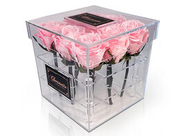 Chounette La Trésor: 9 Preserved Roses in Clear Acrylic Box 