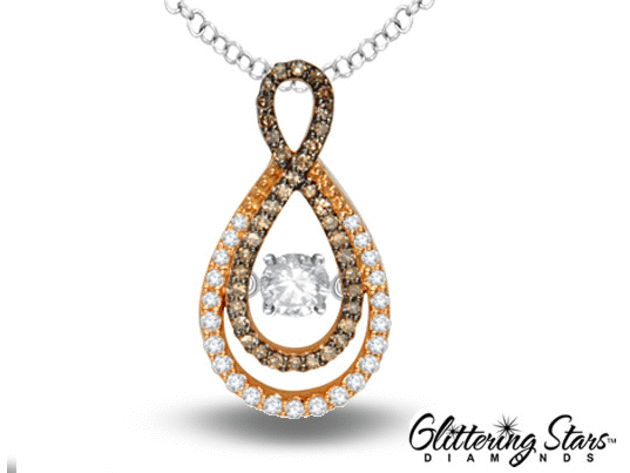 Glittering Stars Dancing Diamond Infinity Pendant 2/5 (ctw) 14K Rose Gold with Chain