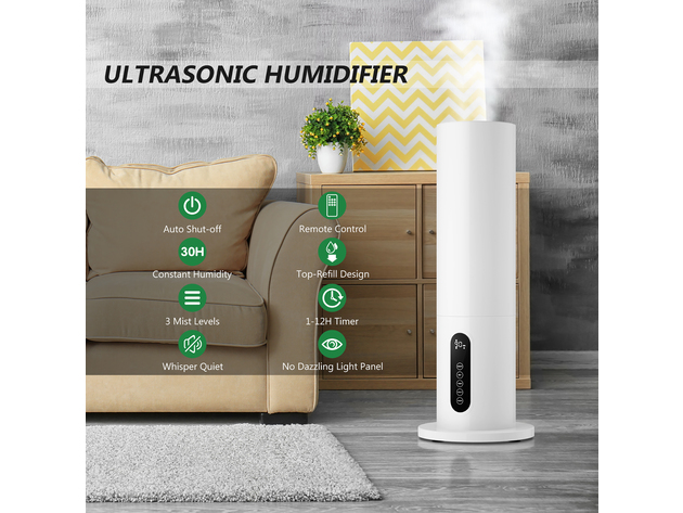 Costway 5.5L Water Tank Quiet Ultrasonic Cool Mist Humidifier w/ Timer Remote Control - White