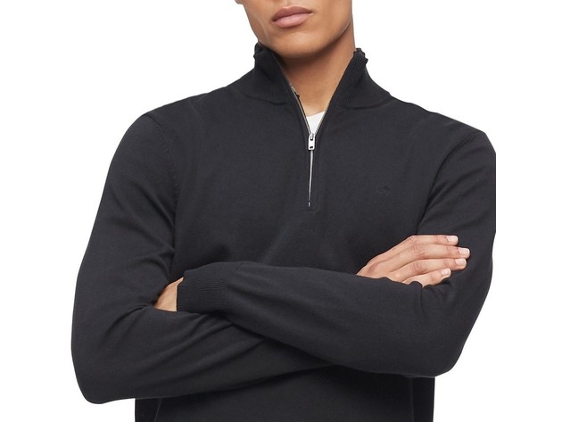 Calvin Klein Men's 1/4-Zip Sweater Black Size Medium
