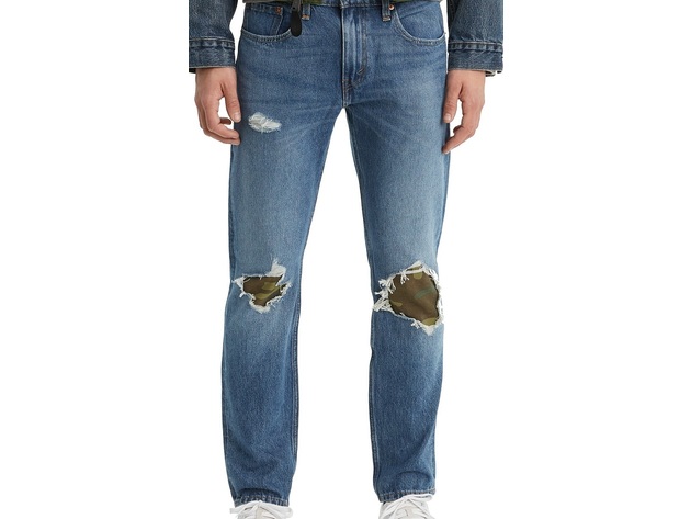 Levi's Men's 502 Tapered Fit Ripped With Camo Print Repair Jeans Blue Size 36X29