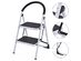 Costway 2 Step Ladder Folding Stool Heavy Duty 330Lbs Capacity Industrial Lightweight - Black & White