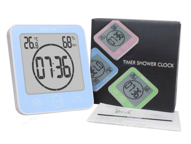 BALDR Bathroom LCD Waterproof Shower Clock with Timer (Blue)