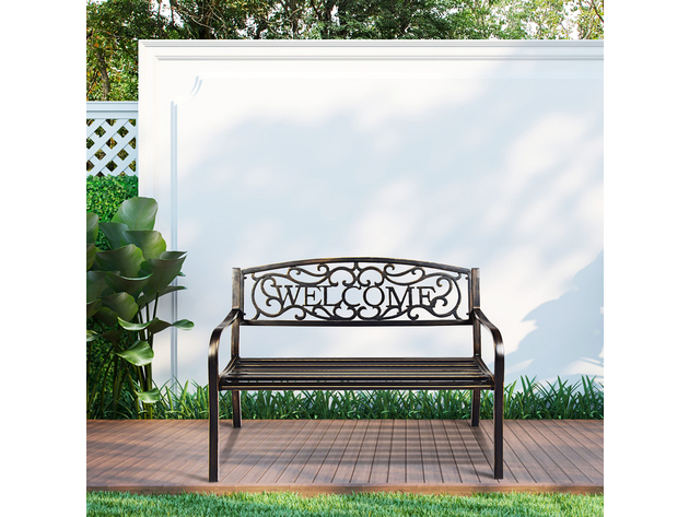 Costway Garden Bench Outdoor Furniture Porch Path Loveseat Chair - Bronze