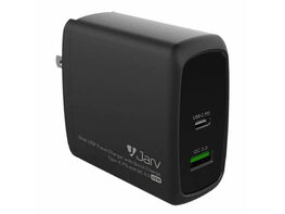 JarvMobile TC4500BLK 60W Dual USB Travel Charger with Quick Charge Type-C PD and QC 3.0