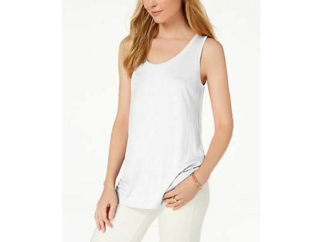 Maison Jules Women's Scoop-Neck Tank Top Gray Size Large