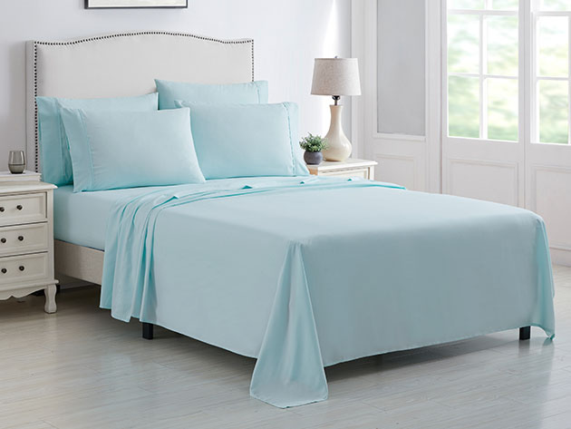 Kathy Ireland 6-Piece Brushed Microfiber Sheet Set (Light Blue/Full)