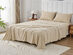 Kathy Ireland 4 Piece Heathered Jersey Knit Cotton Sheet Set (Queen/Oatmeal)