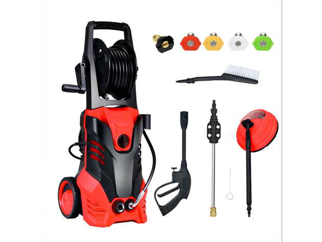 3000PSI Electric High Pressure Washer Machine 2 GPM 2000W w/ Deck Patio Cleaner Red/Black