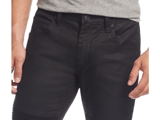INC International Concepts Men's Skinny-Fit Moto Jeans With Zipper Details Black Size 32X30