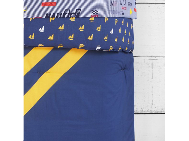 Nautica Kids Reversible Flag Diagonal Stripe 100% Fine Imported Cotton Comforter Set Full