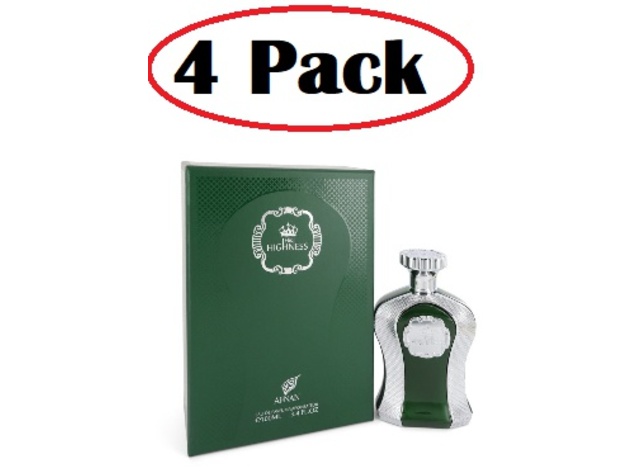 4 Pack of His Highness Green by Afnan Eau De Parfum Spray (Unisex) 3.4 oz